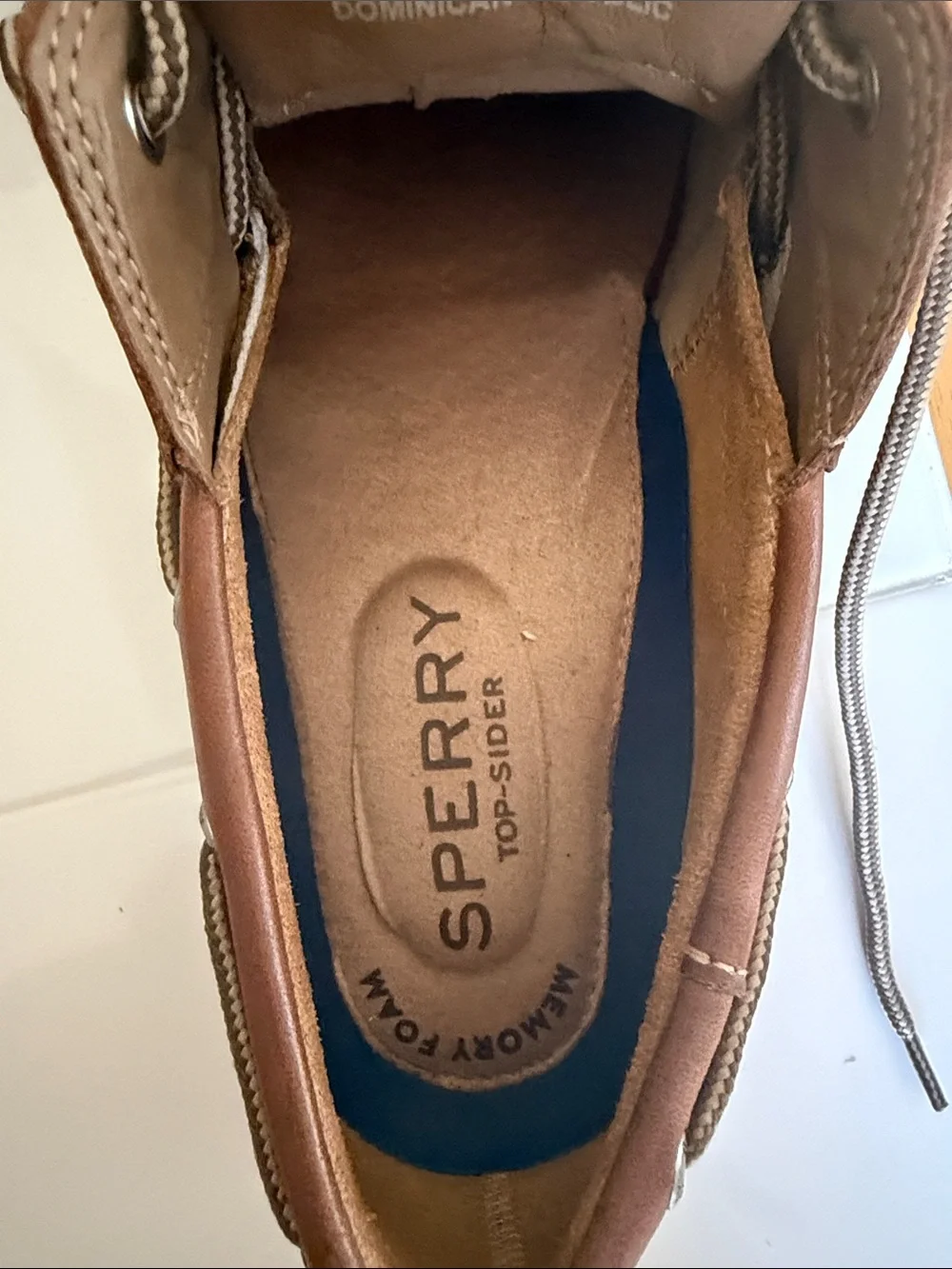 Sperry Men’s Leather Top-Sider Boat Shoes Dark Brown with Gray and Beige
